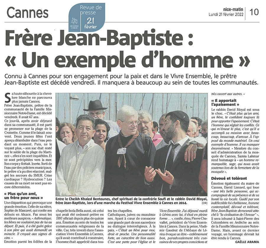 Article Nice-Matin du 21 février 2022