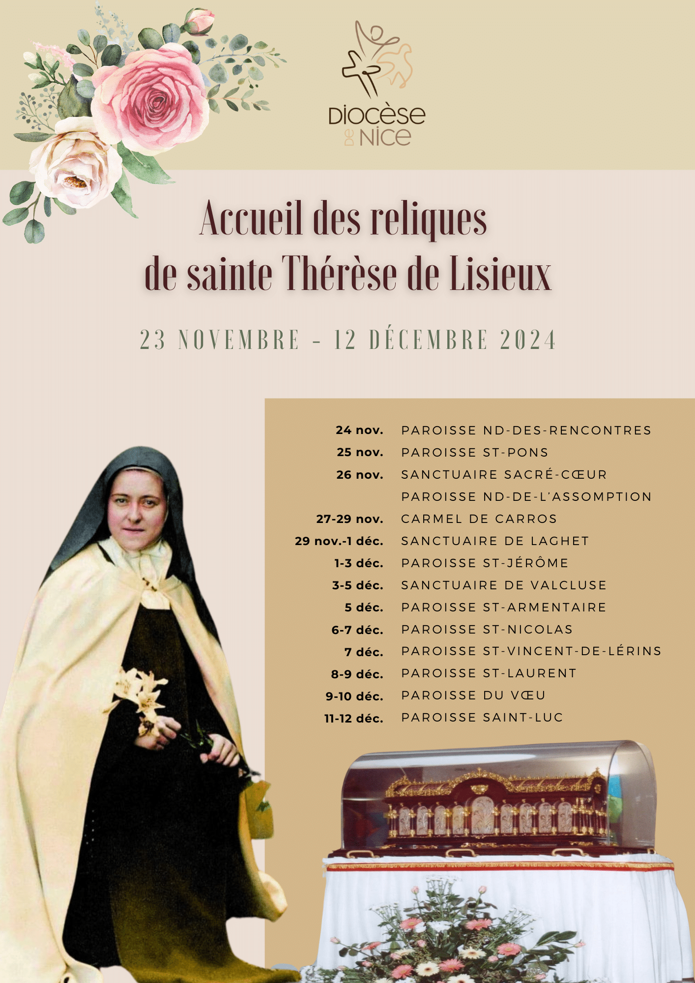 Accueil des reliques de sainte Thérèse de Lisieux